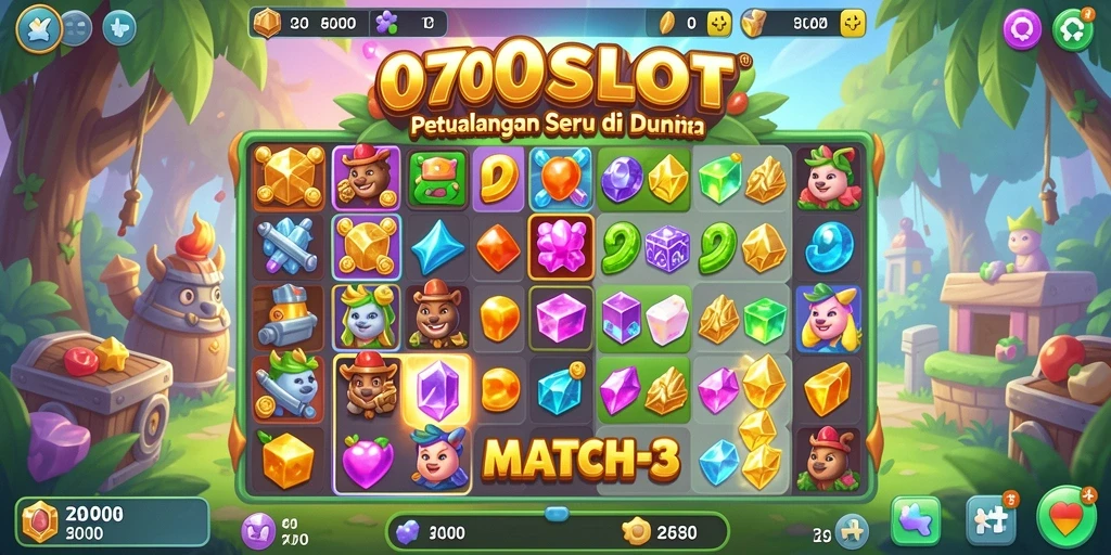 Screenshot 070SLOT menunjukkan aksi seru permainan Match-3.