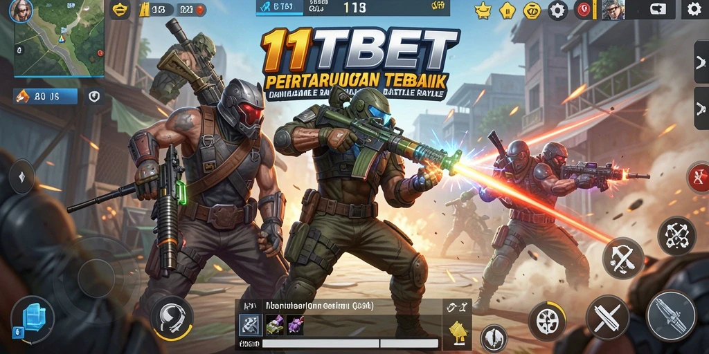 Screenshot game 11TBET menunjukkan aksi seru pertempuran Battle Royale.