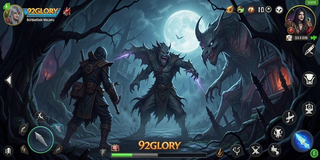 Gameplay menegangkan di 92GLORY dengan suasana gelap dan mencekam.