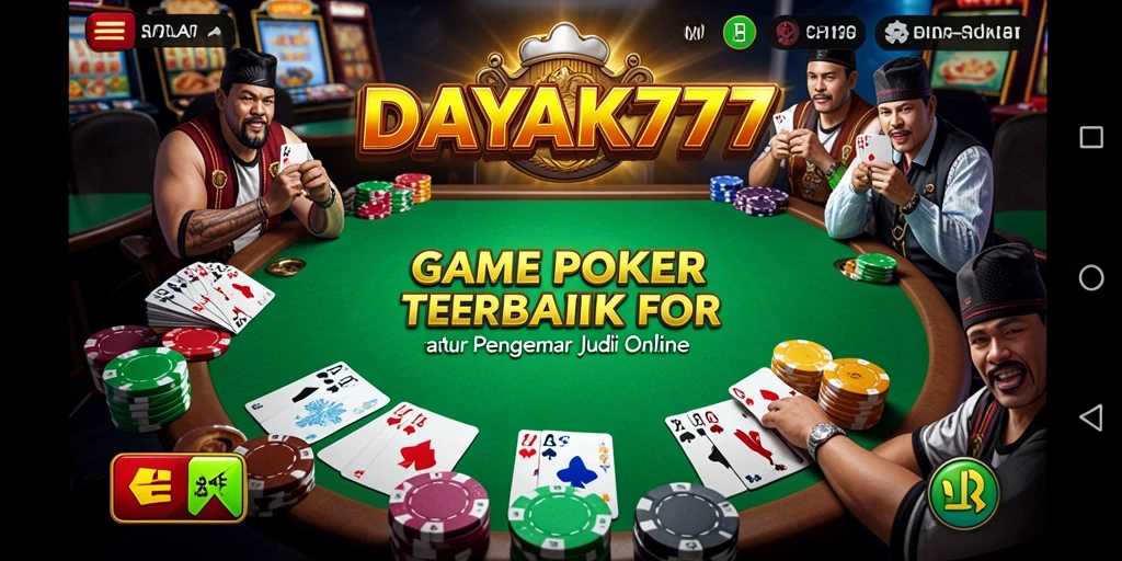 Screenshot permainan DAYAK777 menampilkan aksi poker yang intens dan seru.