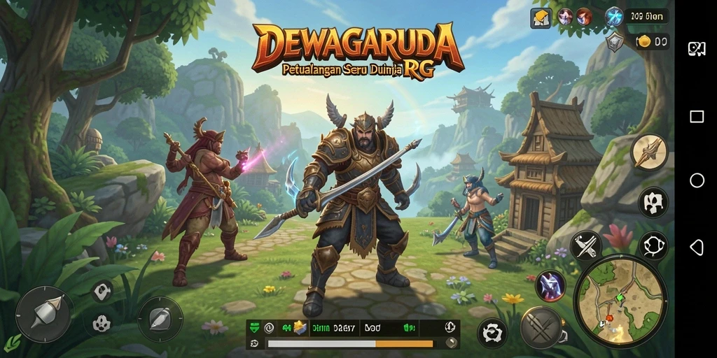Gameplay seru DEWAGARUDA dengan pertarungan epik di dunia fantasi.