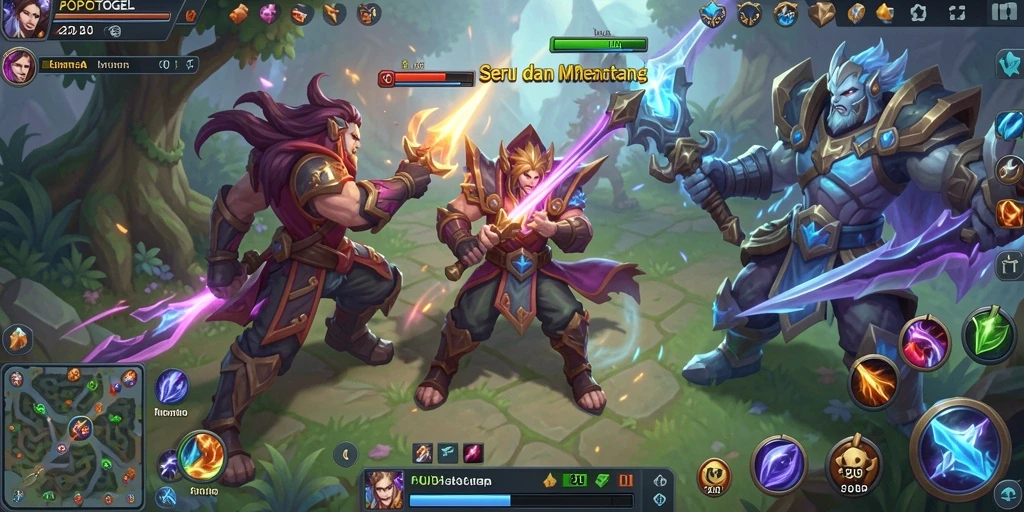Screenshot gameplay POPOTOGEL menampilkan aksi pertempuran yang mendebarkan.