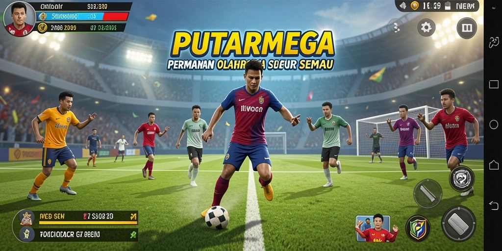 Screenshot utama PUTARMEGA menampilkan gameplay olahraga yang mendebarkan.