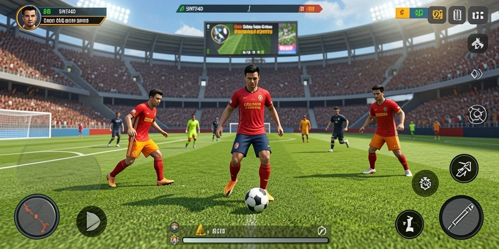 Tampilan gameplay SINTE4D dengan aksi olahraga yang mendebarkan.